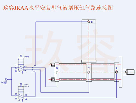 水平安装气液增压缸气路连接图