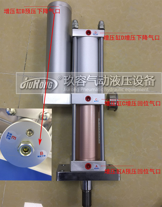 标准型气液增压缸四个侧孔说明