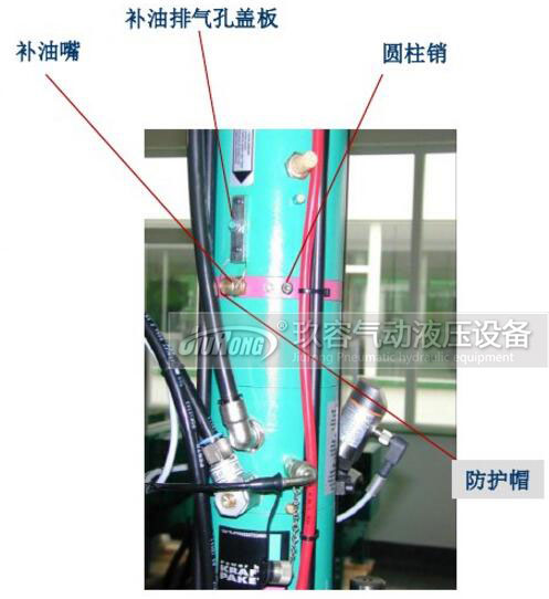 S/BS/RP/T型气液增压缸活塞杆向下安装时补油对照图